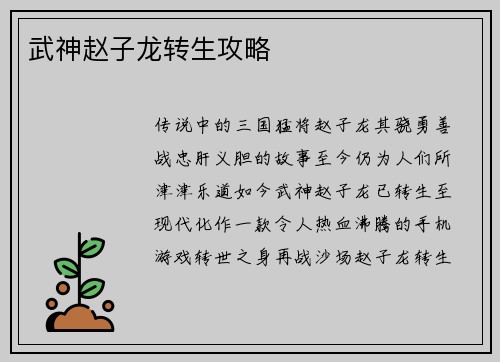 武神赵子龙转生攻略
